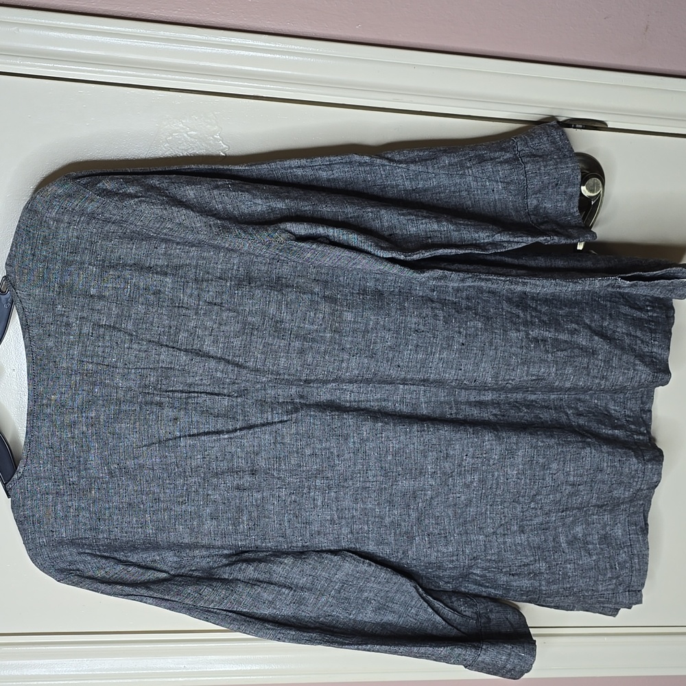 JM Collection Embroidered Linen Tunic Size 16 - Picture 8 of 9